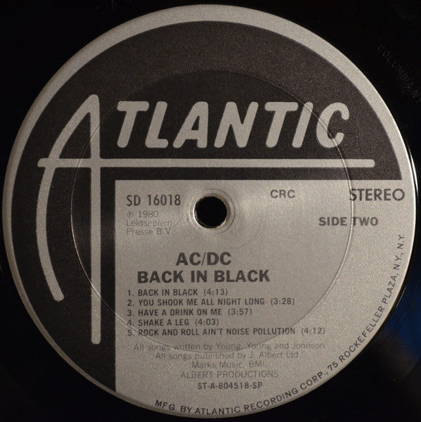AC/DC : Back In Black (LP, Album, Club, CRC)