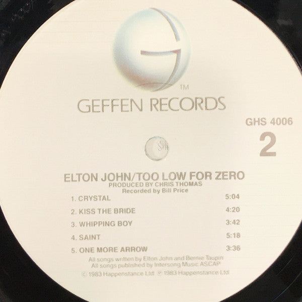 Elton John : Too Low For Zero (LP, Album, Win)