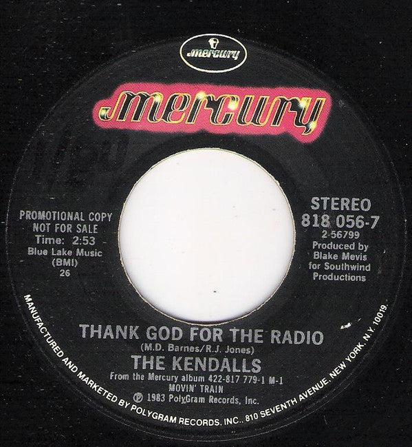 The Kendalls : Thank God For The Radio (7", Promo)