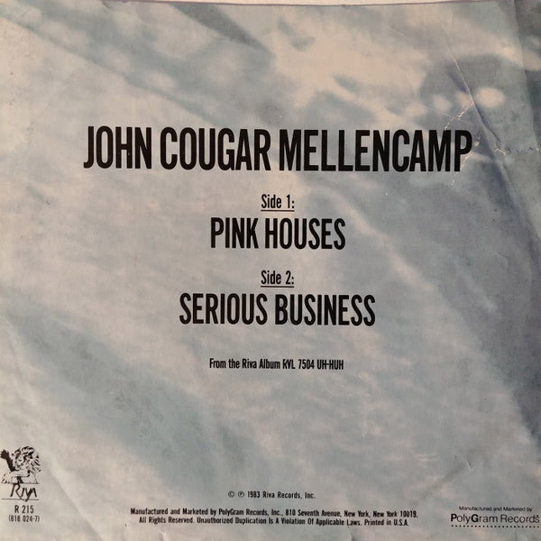 John Cougar Mellencamp : Pink Houses (7", Single, 26)