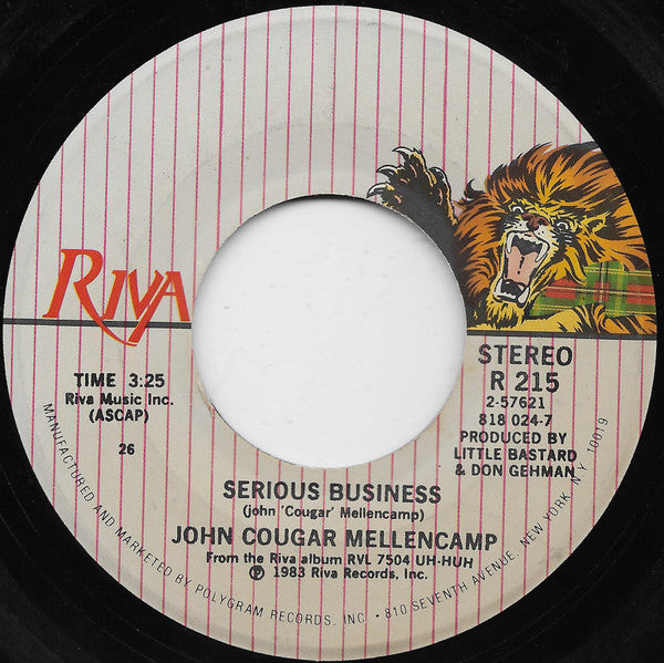 John Cougar Mellencamp : Pink Houses (7", Single, 26)