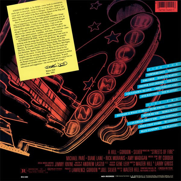 Various : Streets Of Fire (Music From The Original Motion Picture Soundtrack) (LP, Album, Glo)