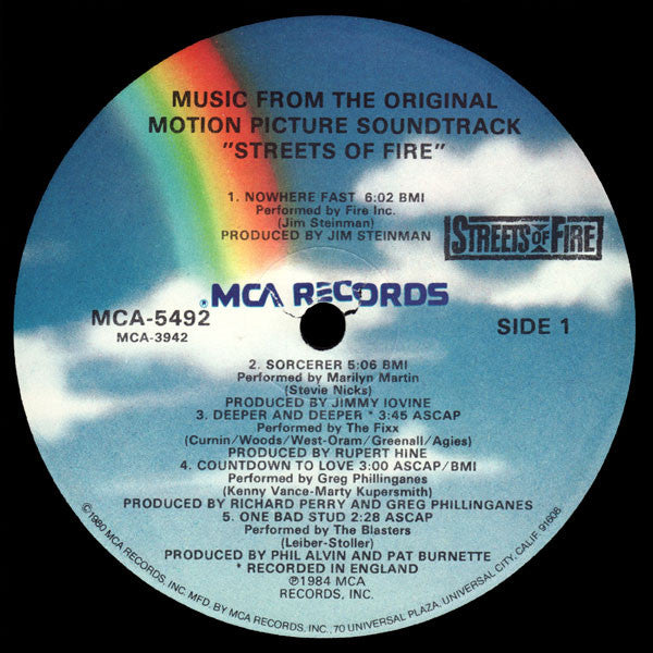 Various : Streets Of Fire (Music From The Original Motion Picture Soundtrack) (LP, Album, Glo)