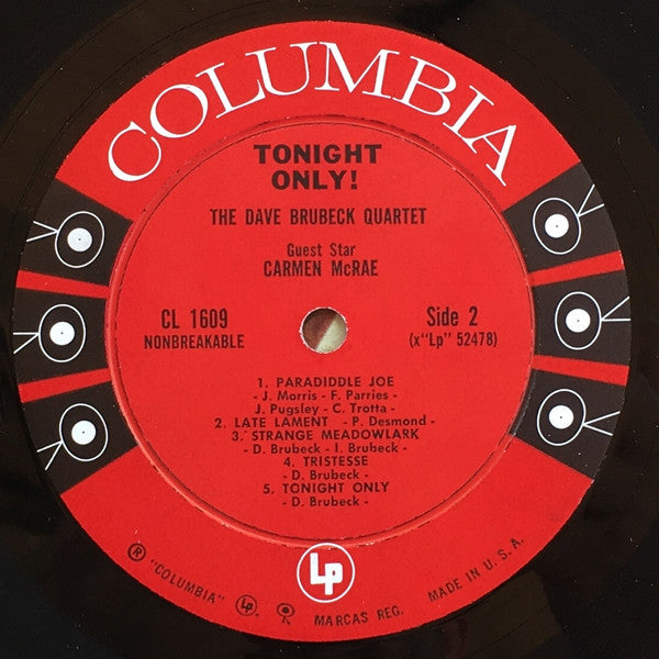 The Dave Brubeck Quartet Guest Star Carmen McRae : Tonight Only! (LP, Album, Mono)
