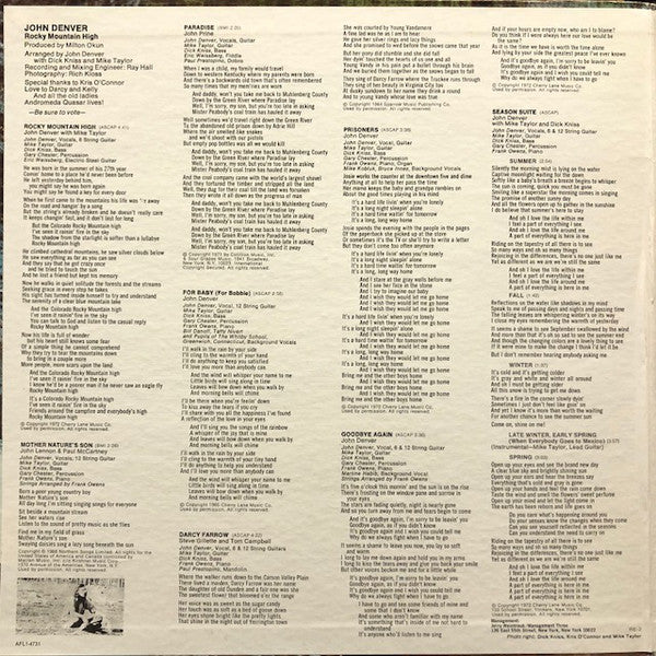 John Denver : Rocky Mountain High (LP, Album, RE, Ind)