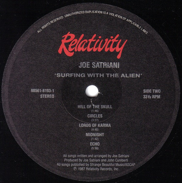 Joe Satriani : Surfing With The Alien (LP, Album, EMW)
