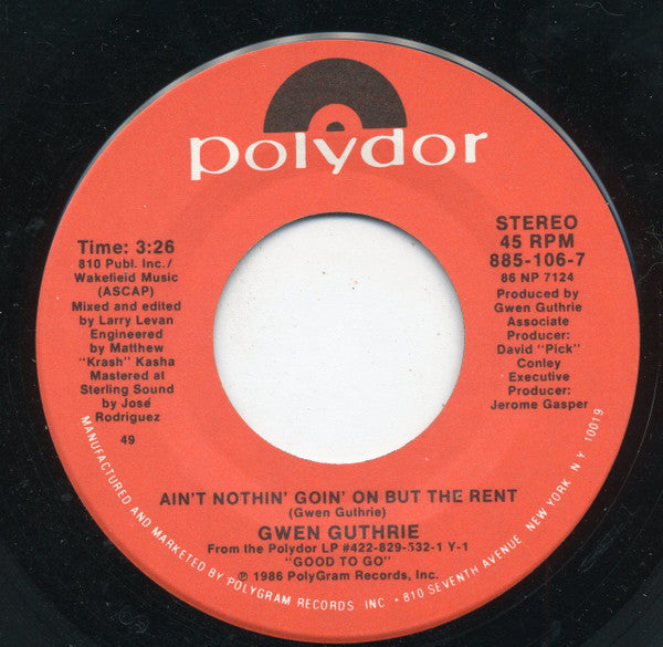 Gwen Guthrie : Ain't Nothin' Goin' On But The Rent (7", Single)