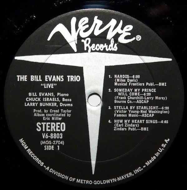 The Bill Evans Trio : "Live" (LP, Album)