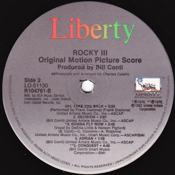 Bill Conti : Rocky III - Original Motion Picture Score (LP, Album, Club)