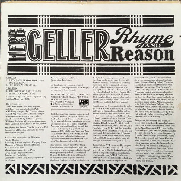 Herb Geller : Rhyme And Reason (LP, Album, Pre)