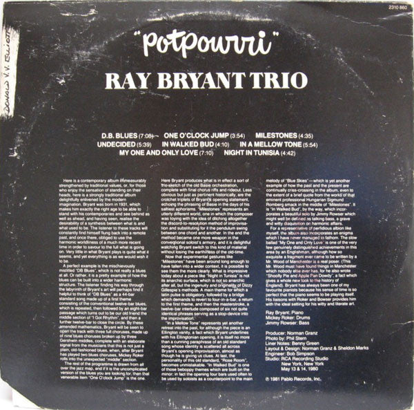 Ray Bryant Trio : Potpourri (LP)