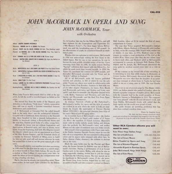 John McCormack (2) : In Opera And Song (LP, Comp)