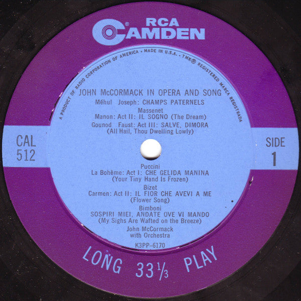 John McCormack (2) : In Opera And Song (LP, Comp)