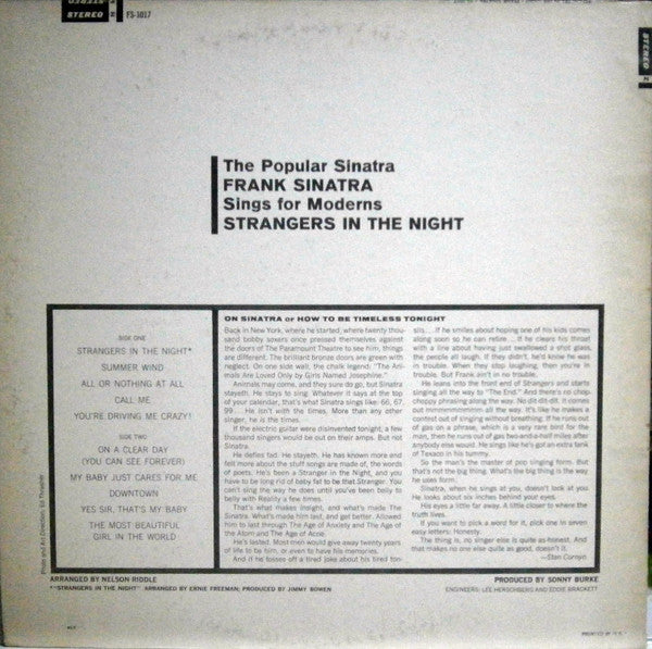 Frank Sinatra : Strangers In The Night (LP, Album, RE)