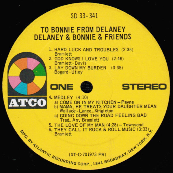 Delaney & Bonnie & Friends : To Bonnie From Delaney (LP, Album, PR,)