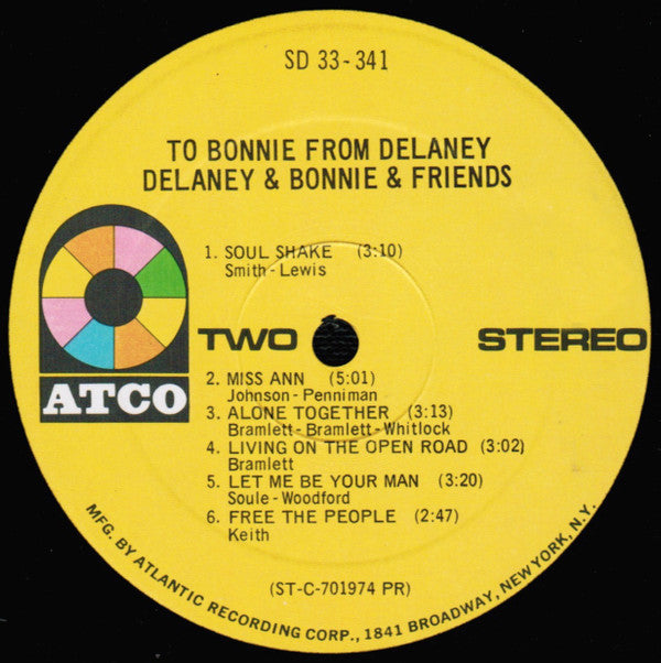 Delaney & Bonnie & Friends : To Bonnie From Delaney (LP, Album, PR,)