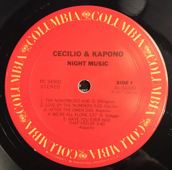 Cecilio & Kapono : Night Music (LP, Album)