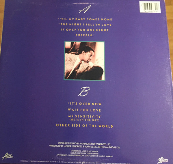 Luther Vandross : The Night I Fell In Love (LP, Album, Car)