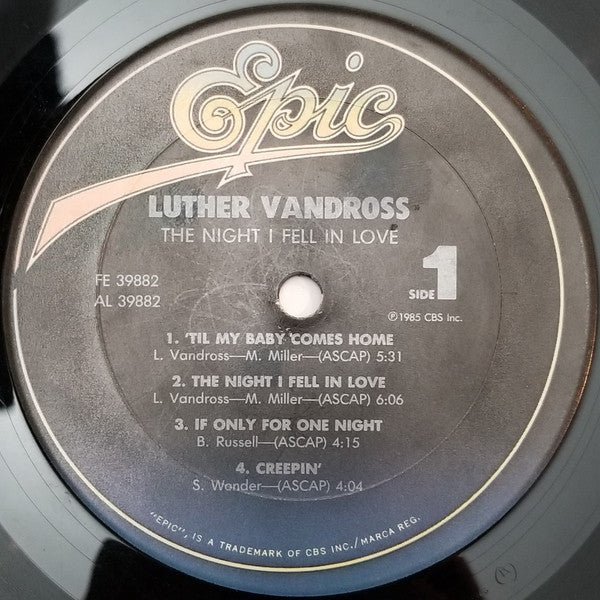 Luther Vandross : The Night I Fell In Love (LP, Album, Car)