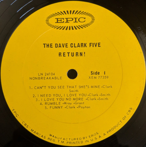 The Dave Clark Five : The Dave Clark Five Return! (LP, Album, Mono, Pit)
