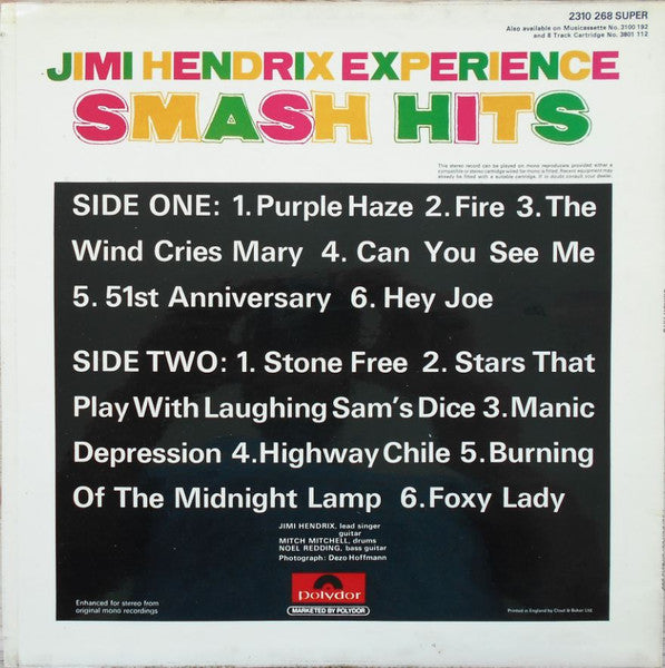 Jimi Hendrix Experience* : Smash Hits (LP, Comp, Mono, RE, Pho)