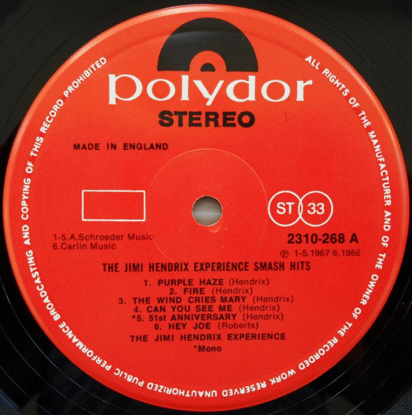Jimi Hendrix Experience* : Smash Hits (LP, Comp, Mono, RE, Pho)