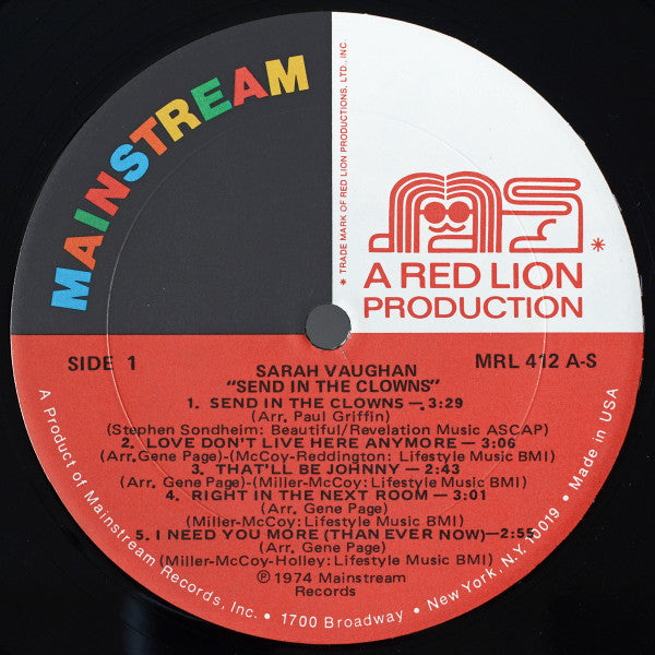 Sarah Vaughan : Send In The Clowns (LP, Album)