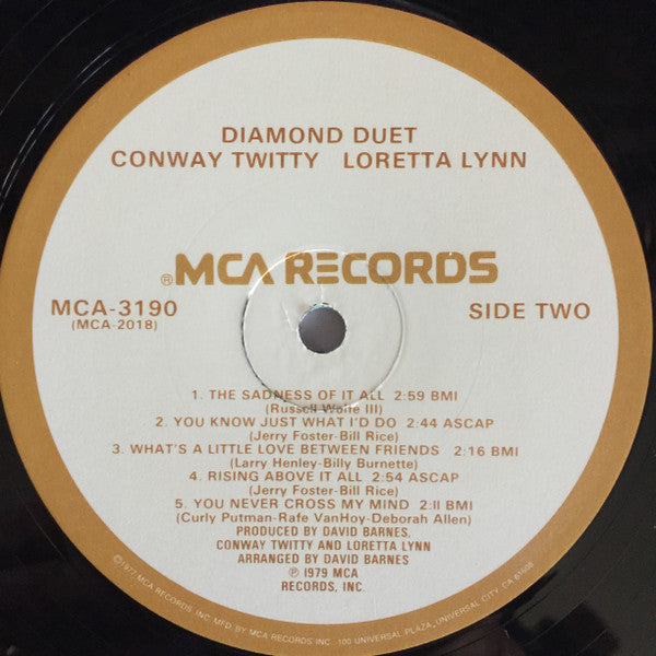 Conway Twitty & Loretta Lynn : Diamond Duet (LP, Album, Glo)