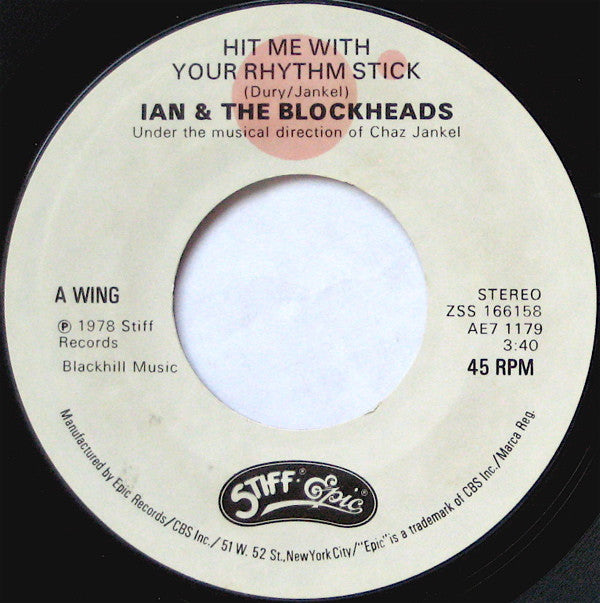 Ian Dury And The Blockheads : Hit Me With Your Rhythm Stick (7", Single, Styrene, San)