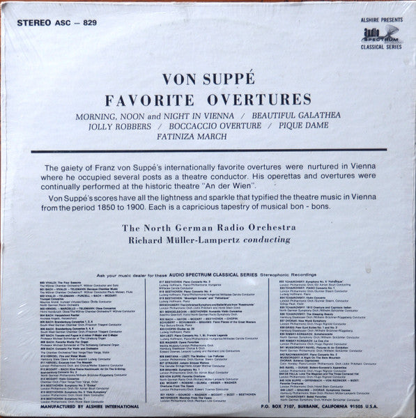 Von Suppé* - Richard Muller-Lampertz* Conducting The North German Radio Symphony* : Overtures (LP, Album)
