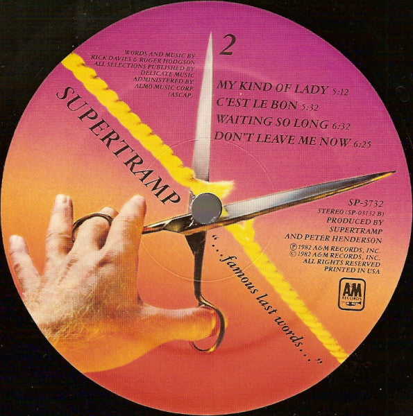 Supertramp : "...Famous Last Words..." (LP, Album, Eur)