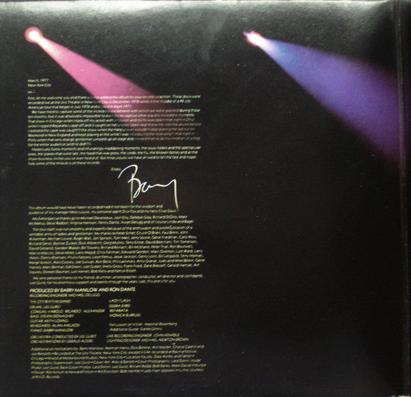 Barry Manilow : Live (2xLP, Album, All)