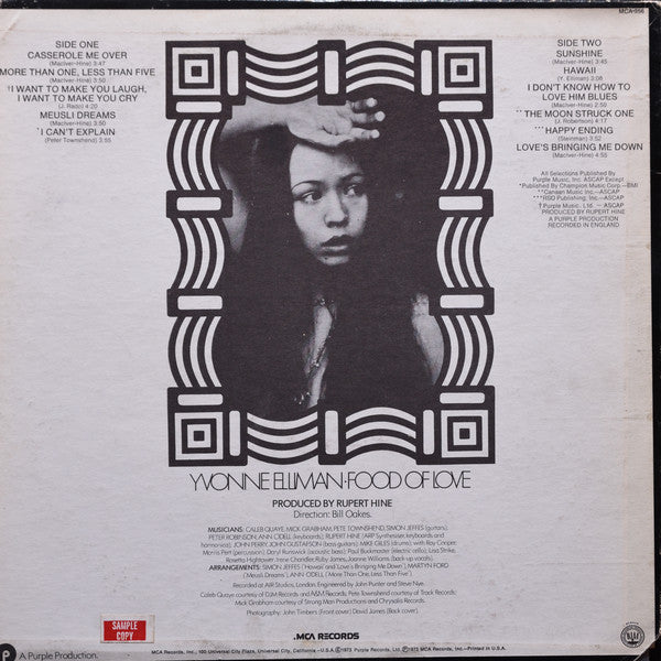 Yvonne Elliman : Food Of Love (LP, Album, Pin)