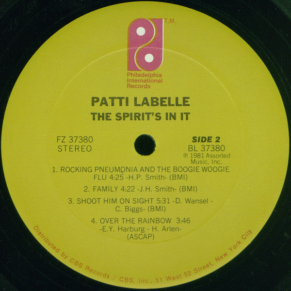 Patti LaBelle : The Spirit's In It (LP, Album, Pit)