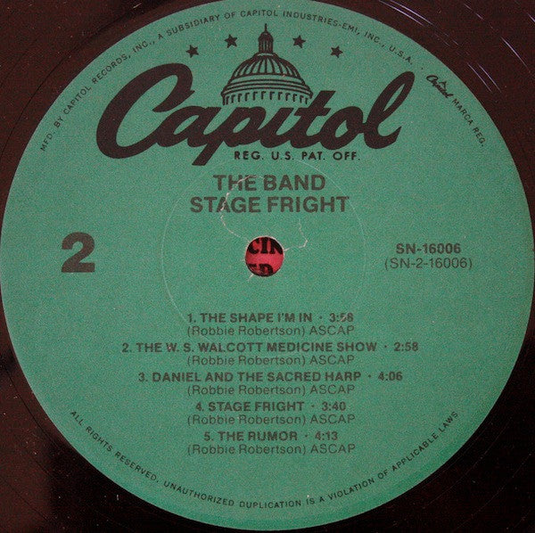 The Band : Stage Fright (LP, Album, RE, Jac)