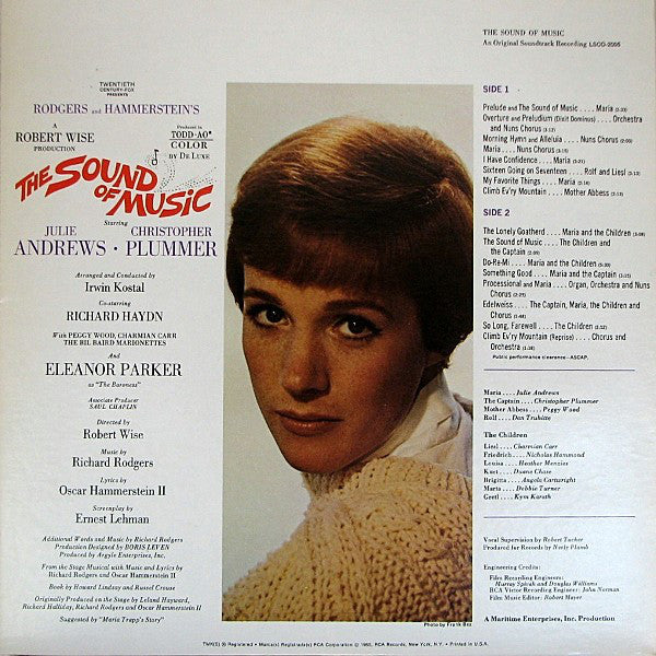 Rodgers And Hammerstein* / Julie Andrews, Christopher Plummer, Irwin Kostal : The Sound Of Music (An Original Soundtrack Recording) (LP, Album, RE, Ind)