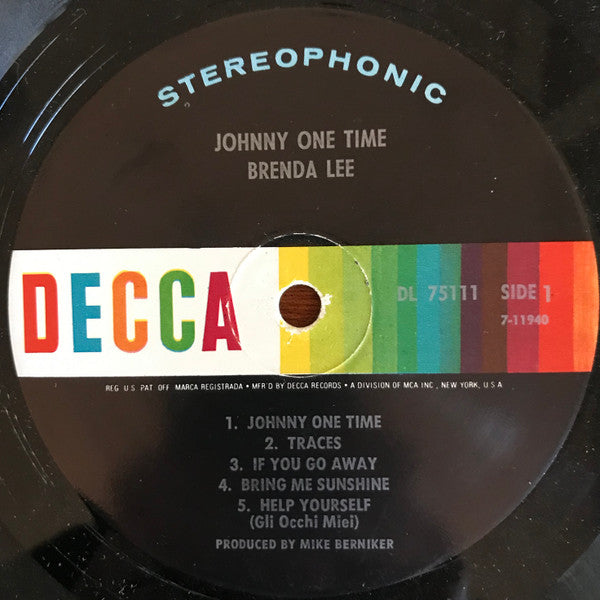 Brenda Lee : Johnny One Time (LP, Album, Pin)
