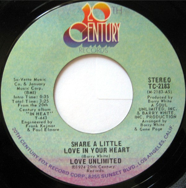 Love Unlimited : Share A Little Love In Your Heart / I Love You So, Never Gonna Let You Go (7", Single)