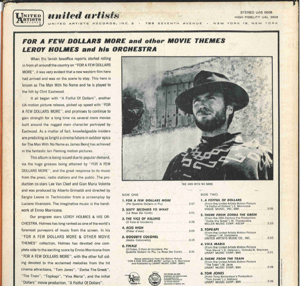 LeRoy Holmes And His Orchestra* : For A Few Dollars More And Other Motion Picture Themes (LP)