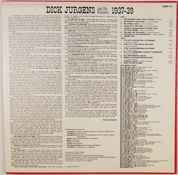 Dick Jurgens And His Orchestra : The Uncollected Dick Jurgens, 1937-1939 (LP, Mono, RE)