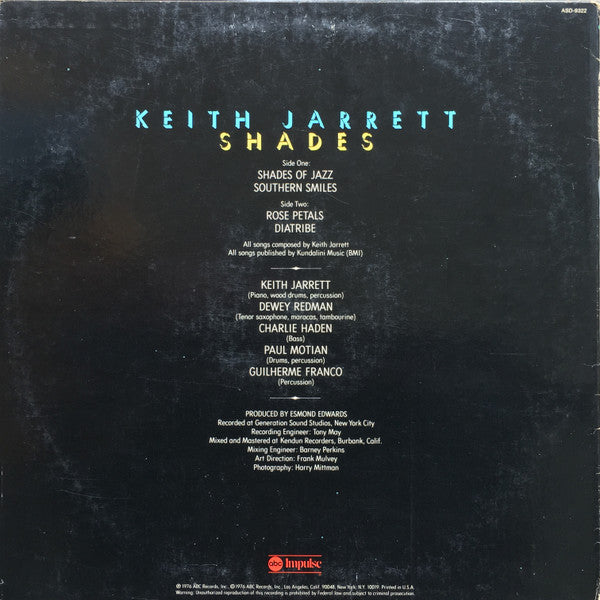 Keith Jarrett : Shades (LP, Album, San)