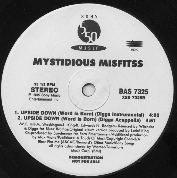 Mystidious Misfitss : Upside Down (Digga Mix) (12", Promo)