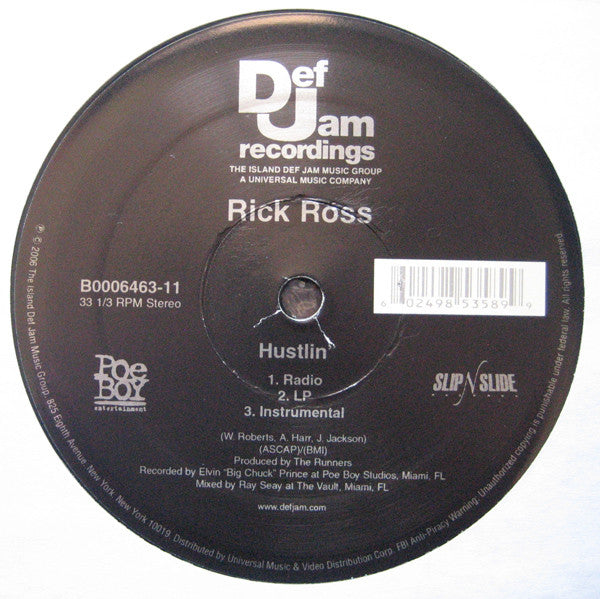 Rick Ross : Hustlin' (12", Single)