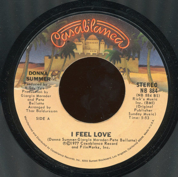 Donna Summer : I Feel Love / Can't We Just Sit Down (And Talk It Over) (7", Single, Styrene, Ter)