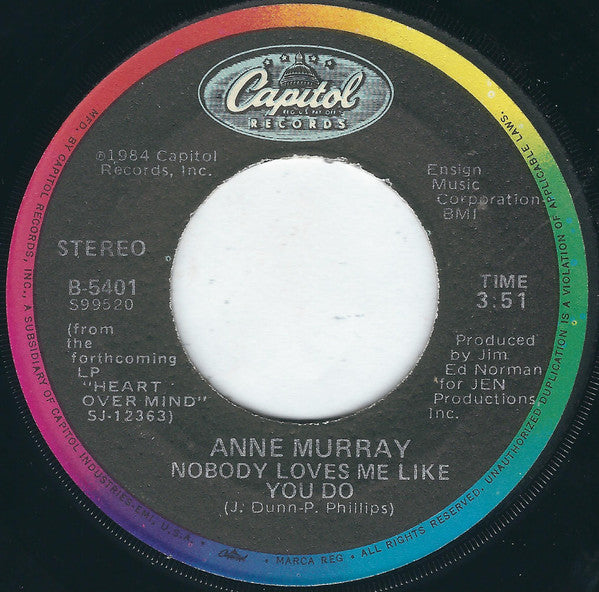 Anne Murray With Dave Loggins : Nobody Loves Me Like You Do (7", Single, Jac)