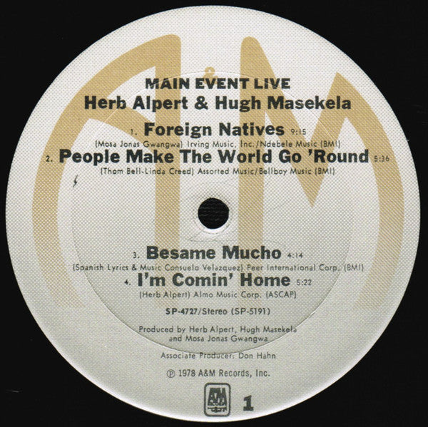 Herb Alpert & Hugh Masekela : Main Event Live (LP, Album, Ter)