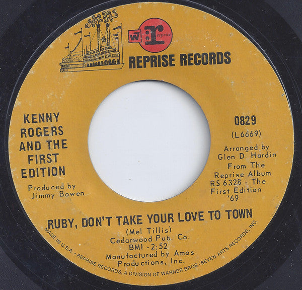 Kenny Rogers And The First Edition* : Ruby, Don't Take Your Love To Town (7", Single, Styrene, Ter)
