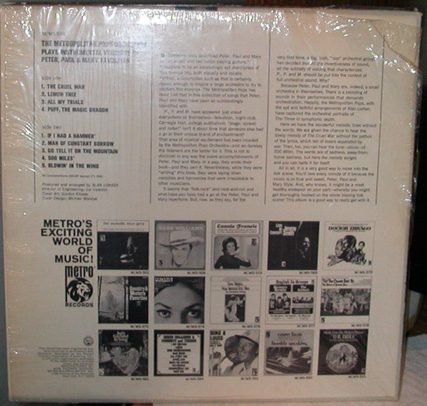 The Metropolitan POPS Orchestra : Plays Instrumental Versions Of Peter, Paul & Mary Favorites (LP)