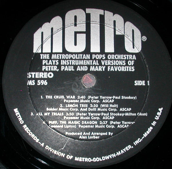 The Metropolitan POPS Orchestra : Plays Instrumental Versions Of Peter, Paul & Mary Favorites (LP)