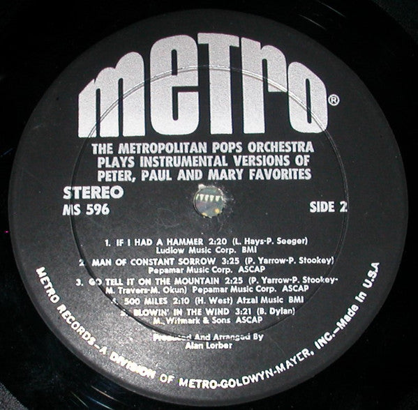 The Metropolitan POPS Orchestra : Plays Instrumental Versions Of Peter, Paul & Mary Favorites (LP)